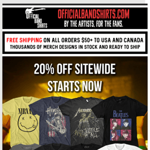 4th of July Sale 🎆 20% OFF ALL BAND T-SHIRTS