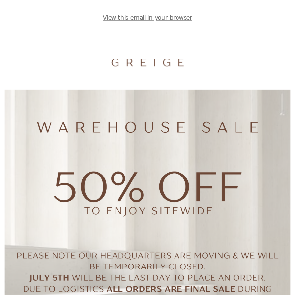 We Have News! | 50% OFF  WAREHOUSE SALE! 🏷