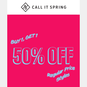 LAST DAY: BOGO50% off