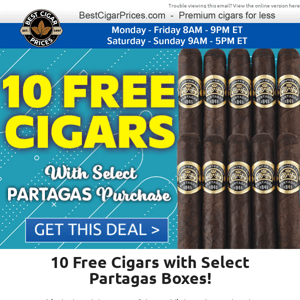 🏭 10 Free Cigars with Select Partagas Boxes 🏭