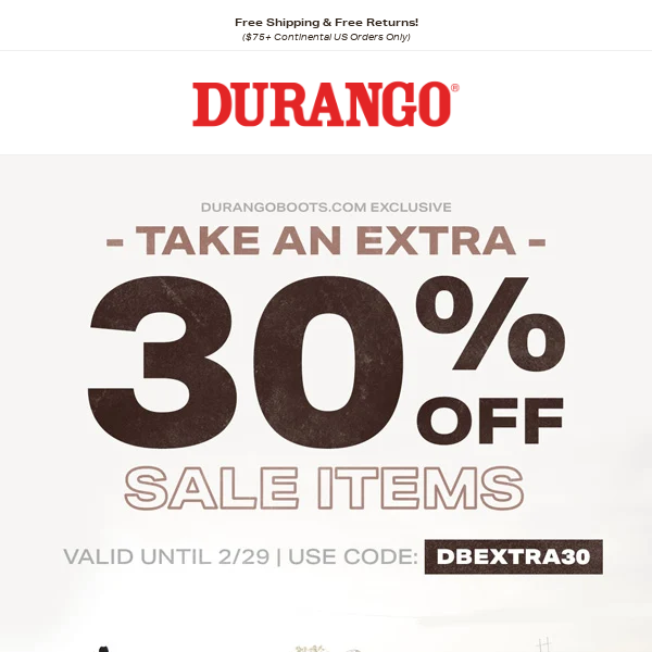 Take an EXTRA 30% Off Sale Items