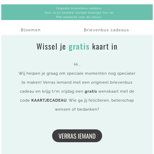 💌 GRATIS kaartje bij elke brievenbus bestelling!