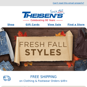 Find Fresh Fall Styles at Theisen's!
