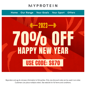 Happy New Year with 70% OFF