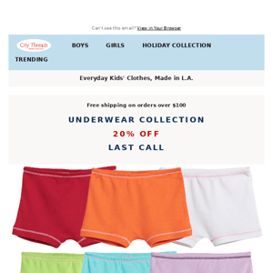 Last Call : 20% Off Underwear Collection 🩲