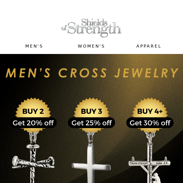 Shields of Strength Men's Fish Hook Cross Pendant Necklace Matthew
