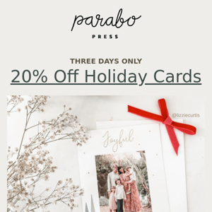20% off Holiday Cards for a limited time