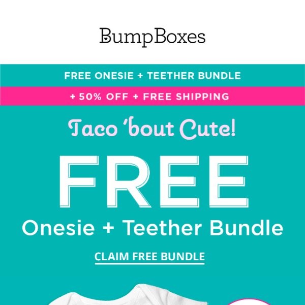 🛍️ Free onesie + teether bundle!
