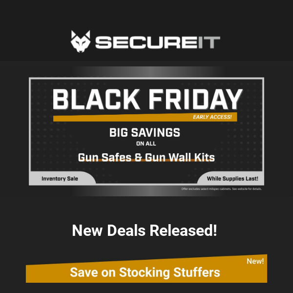 All Gun Safes & Gun Wall Kits On Sale - Black Friday Early Access