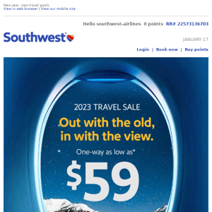 $59 sale. Wanna 2023 get away?