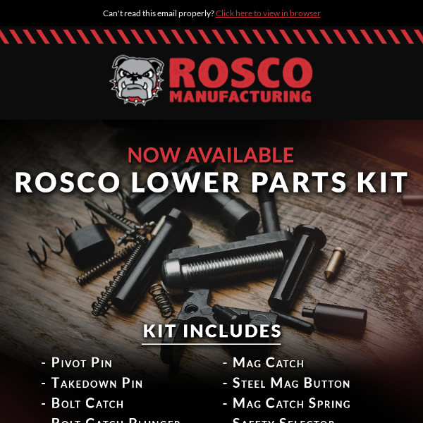 Rosco Lower Parts Kits Now Available!