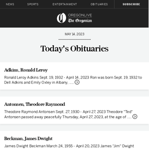 Latest obituaries for May 14, 2023