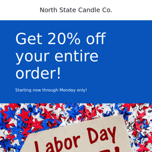 20% off Labor Day Sale