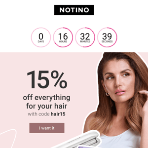 15% discount on hair care is running short!