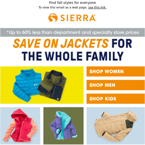Save up to 60%* on JACKETS