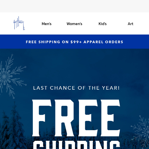 Last Chance: Free Shipping on All Apparel Orders!