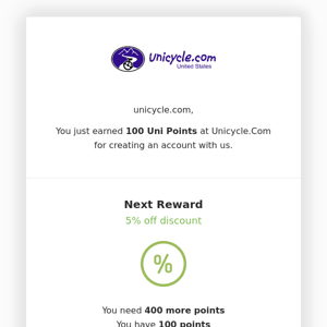 You just received points from Unicycle.Com