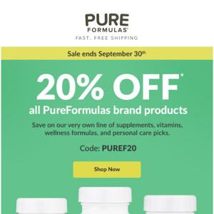 Extra 20% off all PureFormulas brand products