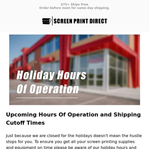 Holiday Hours Of Operation