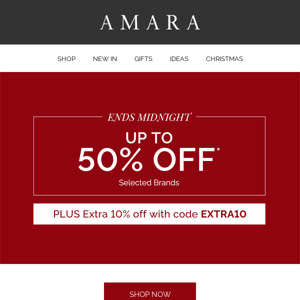 ENDS MIDNIGHT Up to 50% off