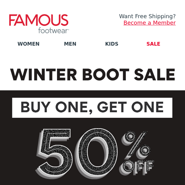 Starts now! BOGO 50% off boots