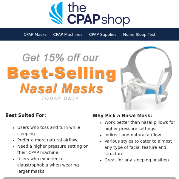 15% Off Best-Selling Nasal Masks + Try Our New 3D Face Scan Technology!