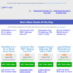 Ben's Best Deals: $9.99 Stunt Drone - $63 Cuisinart Tabletop Grill - $90 WD 6TB External HDD - $15 Sweater Jacket
