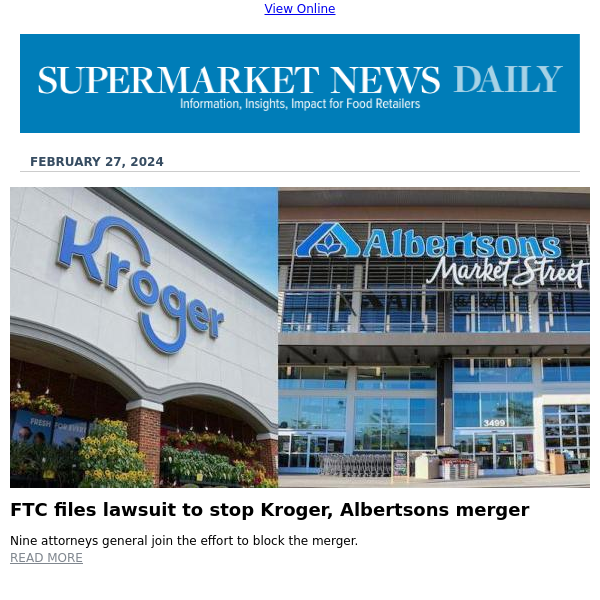FTC tries to stop Kroger, Albertsons merger