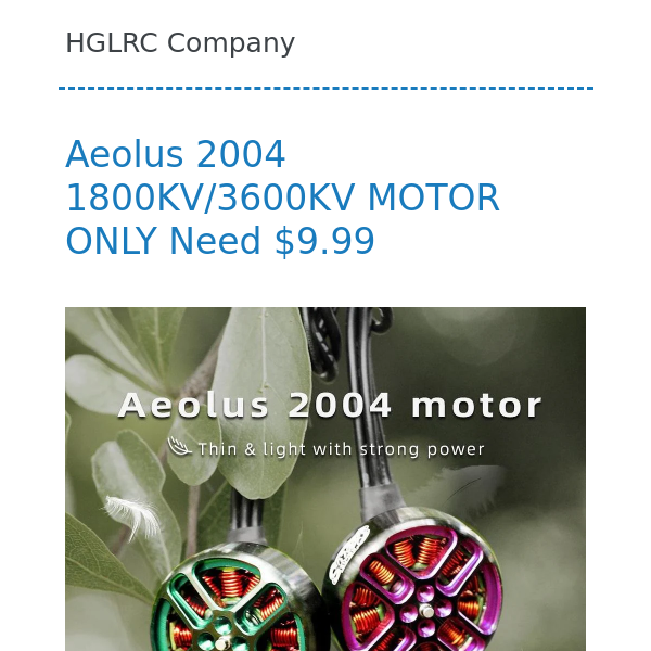 BUY HGLRC Aeolus 2004 1800KV/3600KV MOTOR ONLY $9.99 NOW!!!