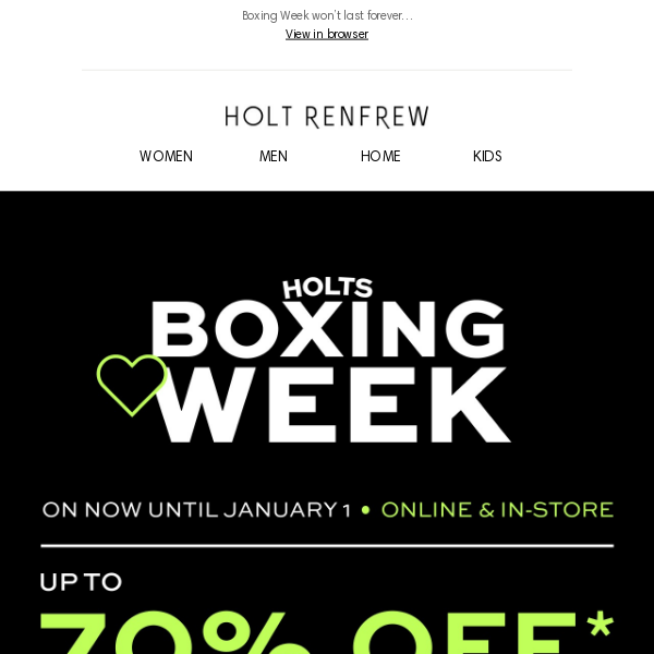 Time’s Ticking on Holts ❤ Boxing Week