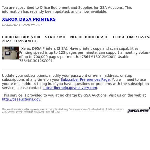 GSA Auctions Office Equipment and Supplies Update