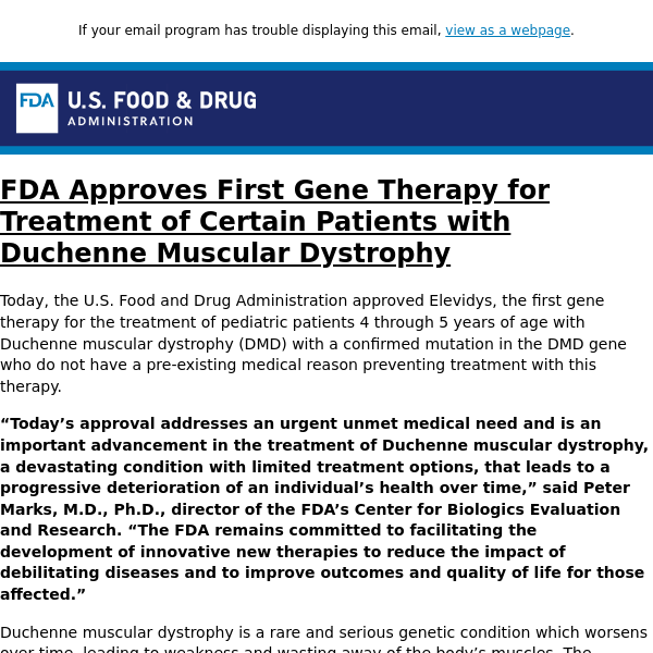 FDA Approves First Gene Therapy For Treatment Of Certain Patients With ...