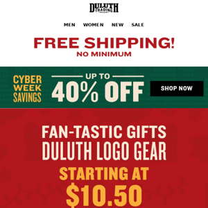 FREE Shipping - PLUS Duluth Logo Gear From $10.50