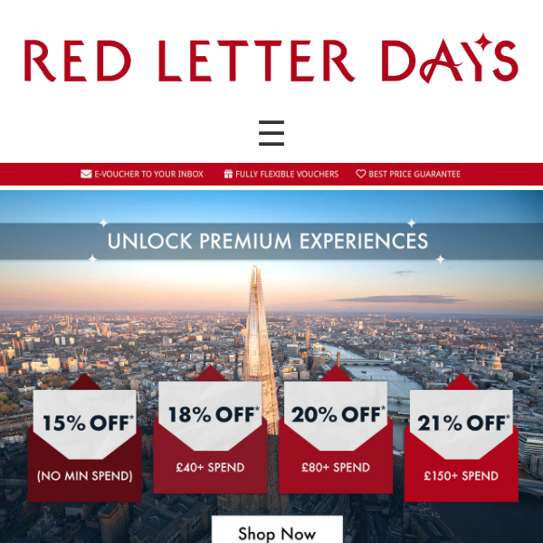 21% off | Unlock premium experiences