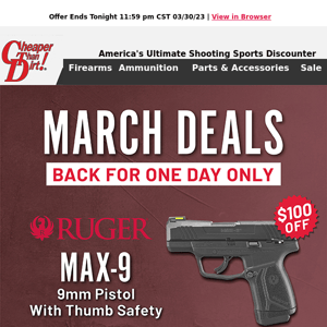 Cheap March Deals Back for One Day Only!