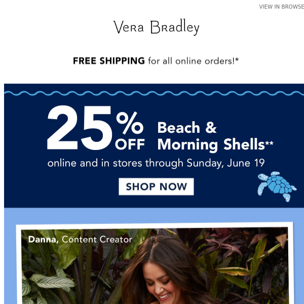 Vera Bradley Beach Towel - Morning Shells Blue