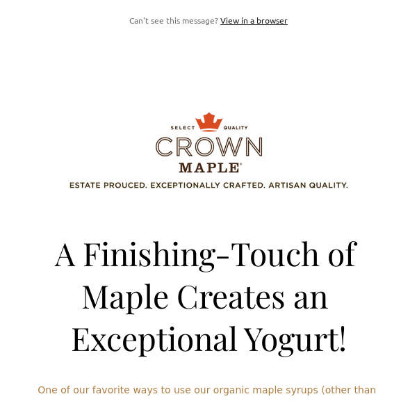 Crown Maple® Creates An Exceptional Yogurt!