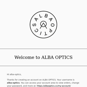 Your account on ALBA OPTICS