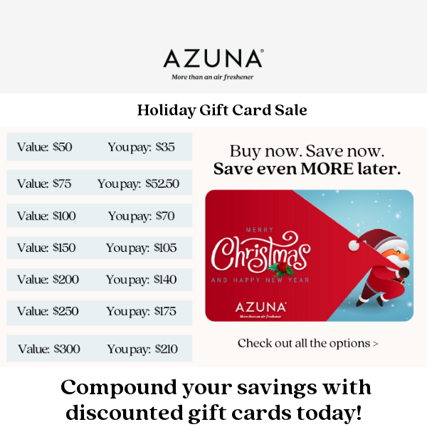 Get $100 of Azuna products for only $70. Yes, please.