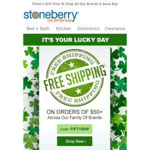 Heads Up, Free Shipping Ends TONIGHT!