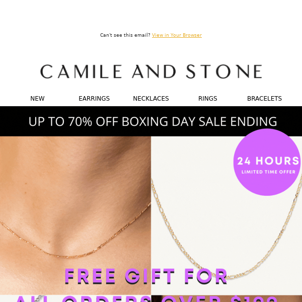 [2 hours left] Your free $99 Necklace + Earrings Today Only