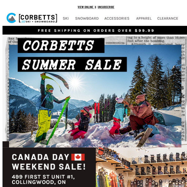Canada Day Weekend Sale! Corbetts Collingwood - Corbetts Ski + Snowboard