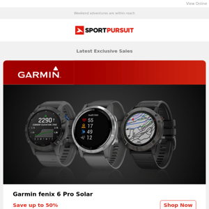 Up to 84% Off: Garmin fenix 6 Pro Solar | Waterproof Jackets | Castore | Flyte Running Clothing | Gevril