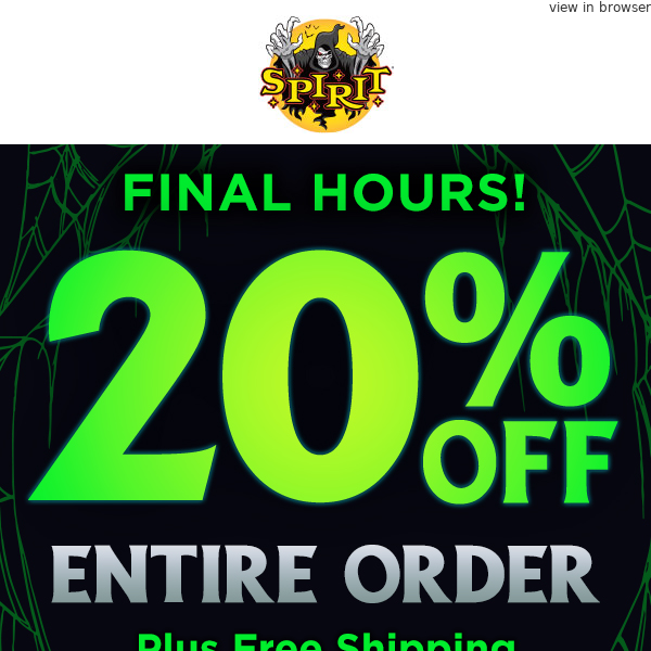 💥😈 FINAL HOURS: 20% off everything!