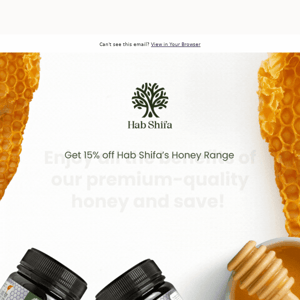 Get 15% off Hab Shifa’s Honey Range