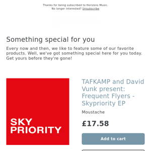 Limited copies! TAFKAMP and David Vunk present: Frequent Flyers - Skypriority EP