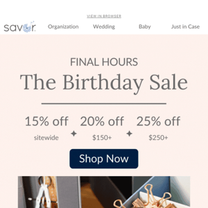 Final Hours: Shop 25% off