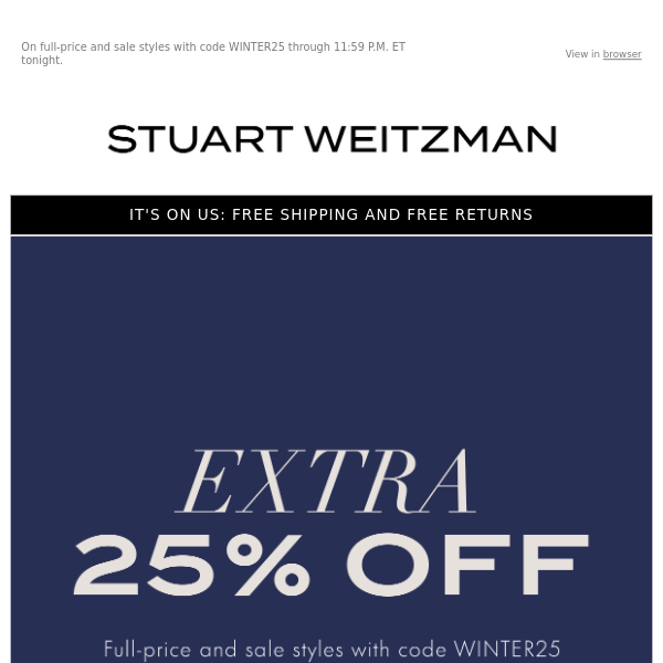 Stuart Weitzman: Extra 25% Off the Shoes You Want Ends Tonight