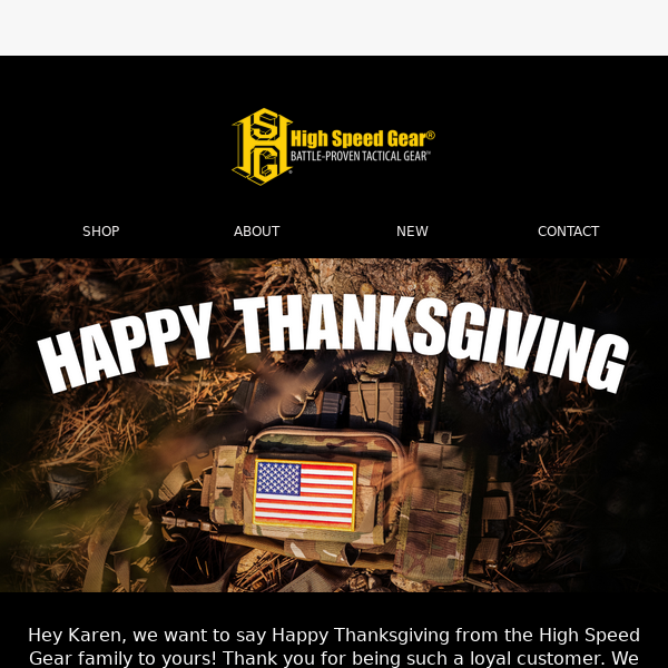 Happy Thanksgiving from the High Speed Gear Family