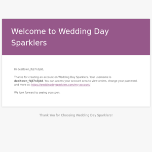 Your Wedding Day Sparklers account has been created!